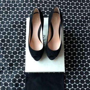 Armani Collezioni Suede Peep Toe Pumps